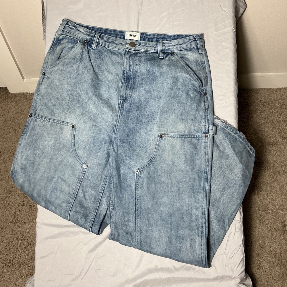 Elwood Double Knee Carpenter Jeans Mens 36 Light Wash Blue Wide Leg Y2K Grunge‎